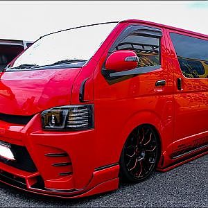 (HD)BOXY STYLE TOYOTA RED HIACE modified ボクシースタイル 赤いハイエースカスタム - SBM大阪2018
