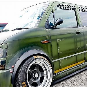 (4K)SUZUKI WAGON R muscle modified VIP STYLE ワゴンRカスタム 鬼キャンオーバーフェンダー - スーパーカーニバル2018