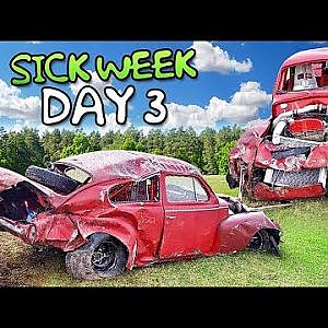 MASSIVE wreck. Airborne Volvo catches FIRE after engine explodes | Sick Week Day 3